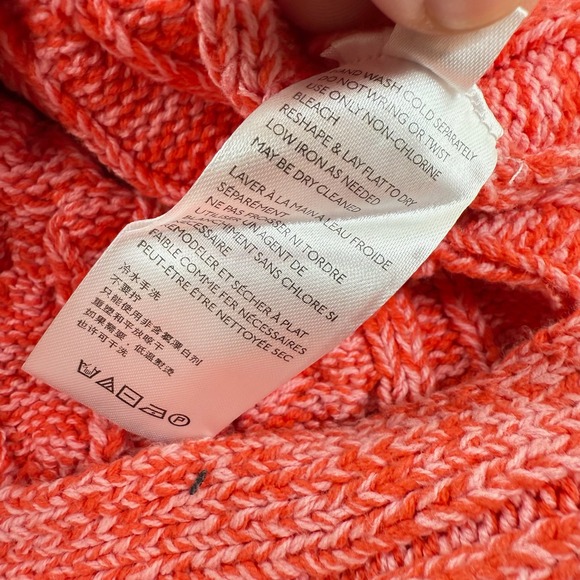 Anthropologie Pilcro Cable Knit Pullover Sweater Women's M Coral Boho Casual - Picture 9 of 10